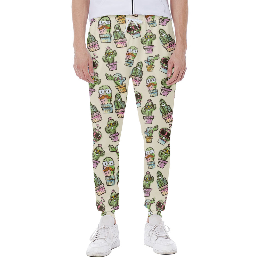Cute Cartoon Cactus Pattern Print Scuba Joggers
