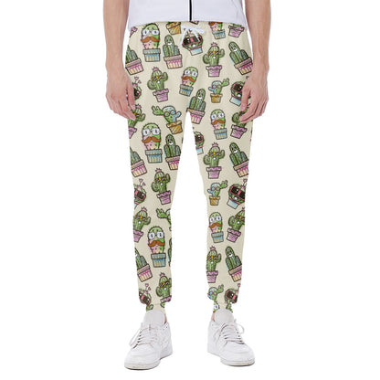 Cute Cartoon Cactus Pattern Print Scuba Joggers