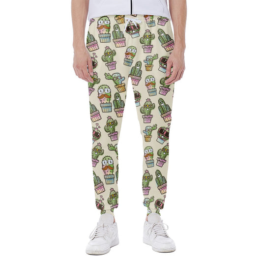Cute Cartoon Cactus Pattern Print Scuba Joggers