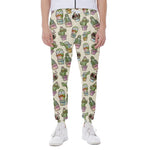 Cute Cartoon Cactus Pattern Print Scuba Joggers