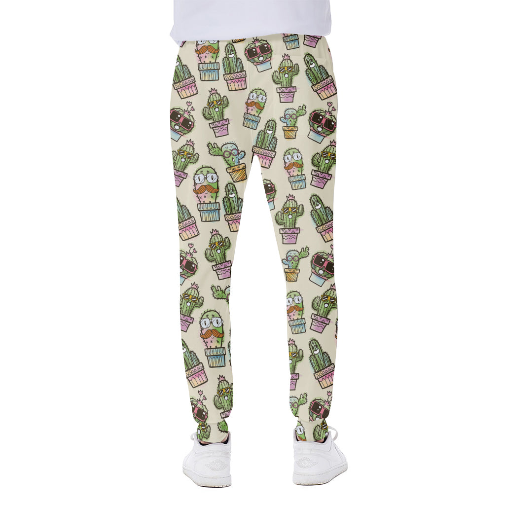 Cute Cartoon Cactus Pattern Print Scuba Joggers