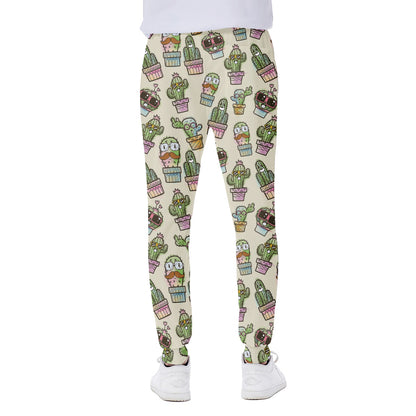 Cute Cartoon Cactus Pattern Print Scuba Joggers