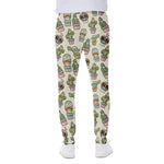 Cute Cartoon Cactus Pattern Print Scuba Joggers