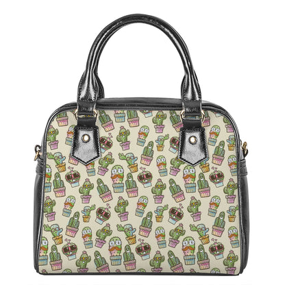 Cute Cartoon Cactus Pattern Print Shoulder Handbag
