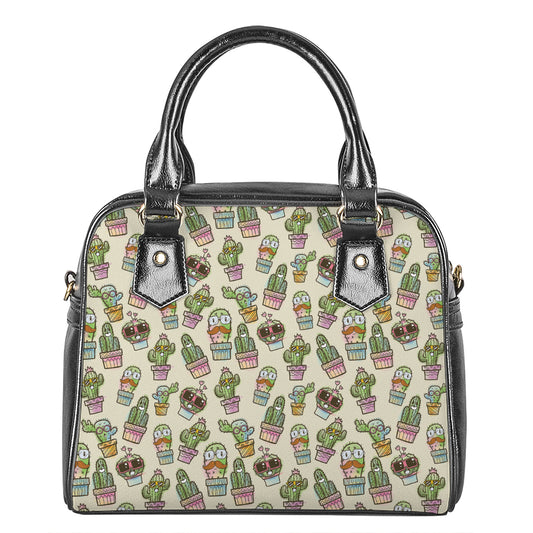 Cute Cartoon Cactus Pattern Print Shoulder Handbag