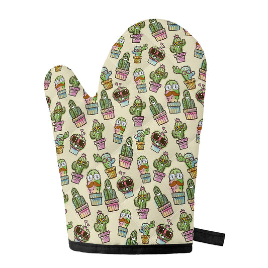 Cute Cartoon Cactus Pattern Print Single Oven Mitt