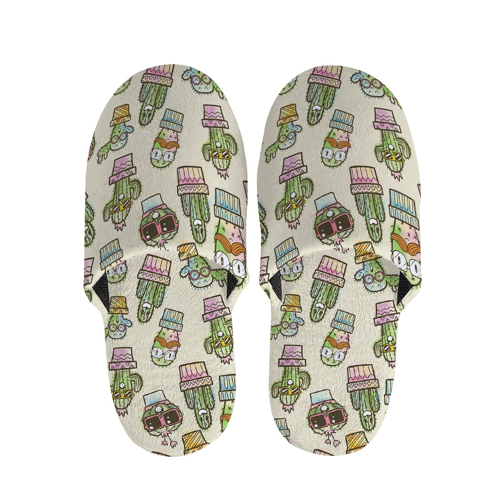 Cute Cartoon Cactus Pattern Print Slippers