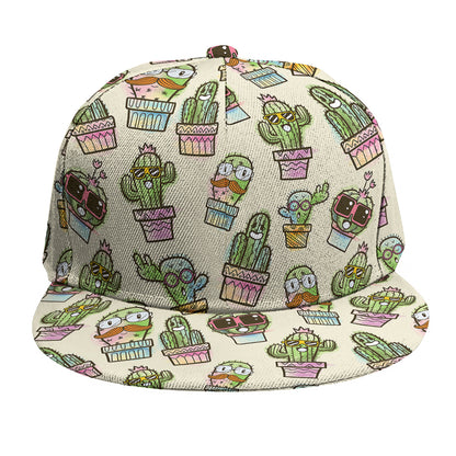 Cute Cartoon Cactus Pattern Print Snapback Cap