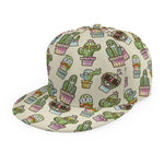 Cute Cartoon Cactus Pattern Print Snapback Cap