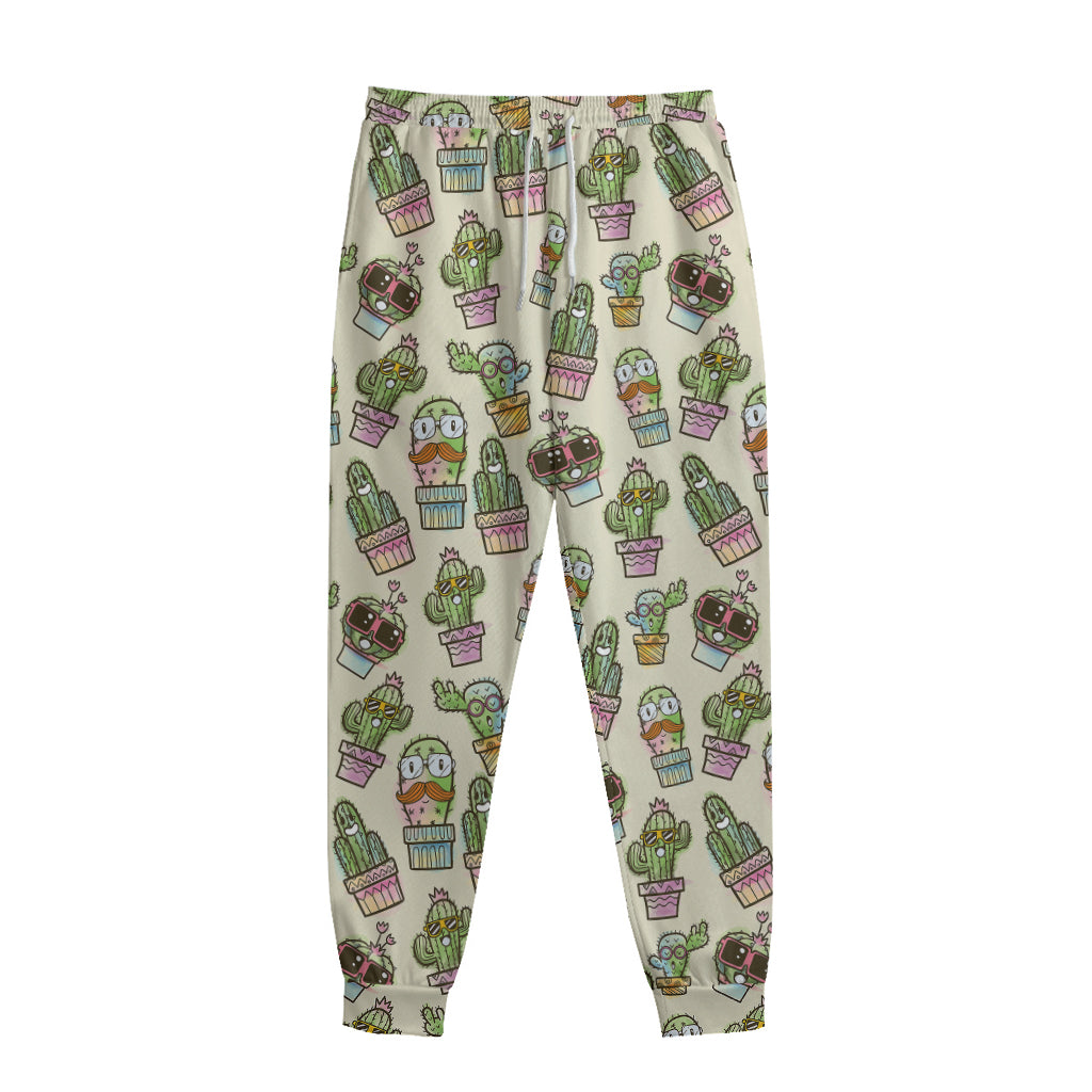 Cute Cartoon Cactus Pattern Print Sweatpants