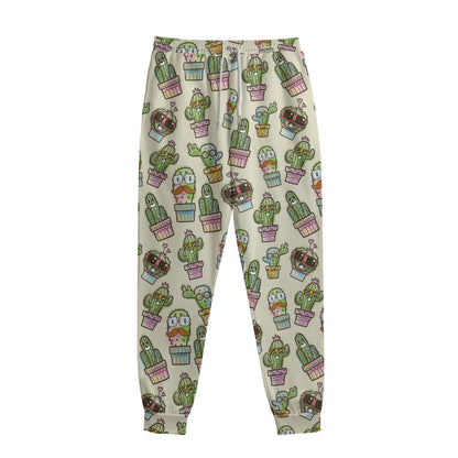 Cute Cartoon Cactus Pattern Print Sweatpants