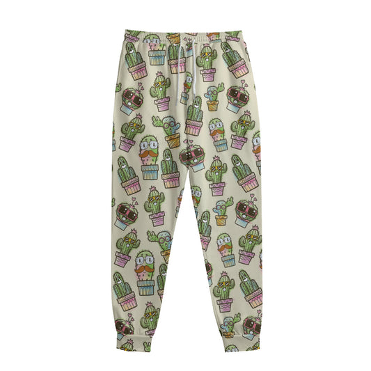 Cute Cartoon Cactus Pattern Print Sweatpants