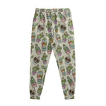 Cute Cartoon Cactus Pattern Print Sweatpants