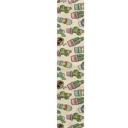 Cute Cartoon Cactus Pattern Print Table Runner