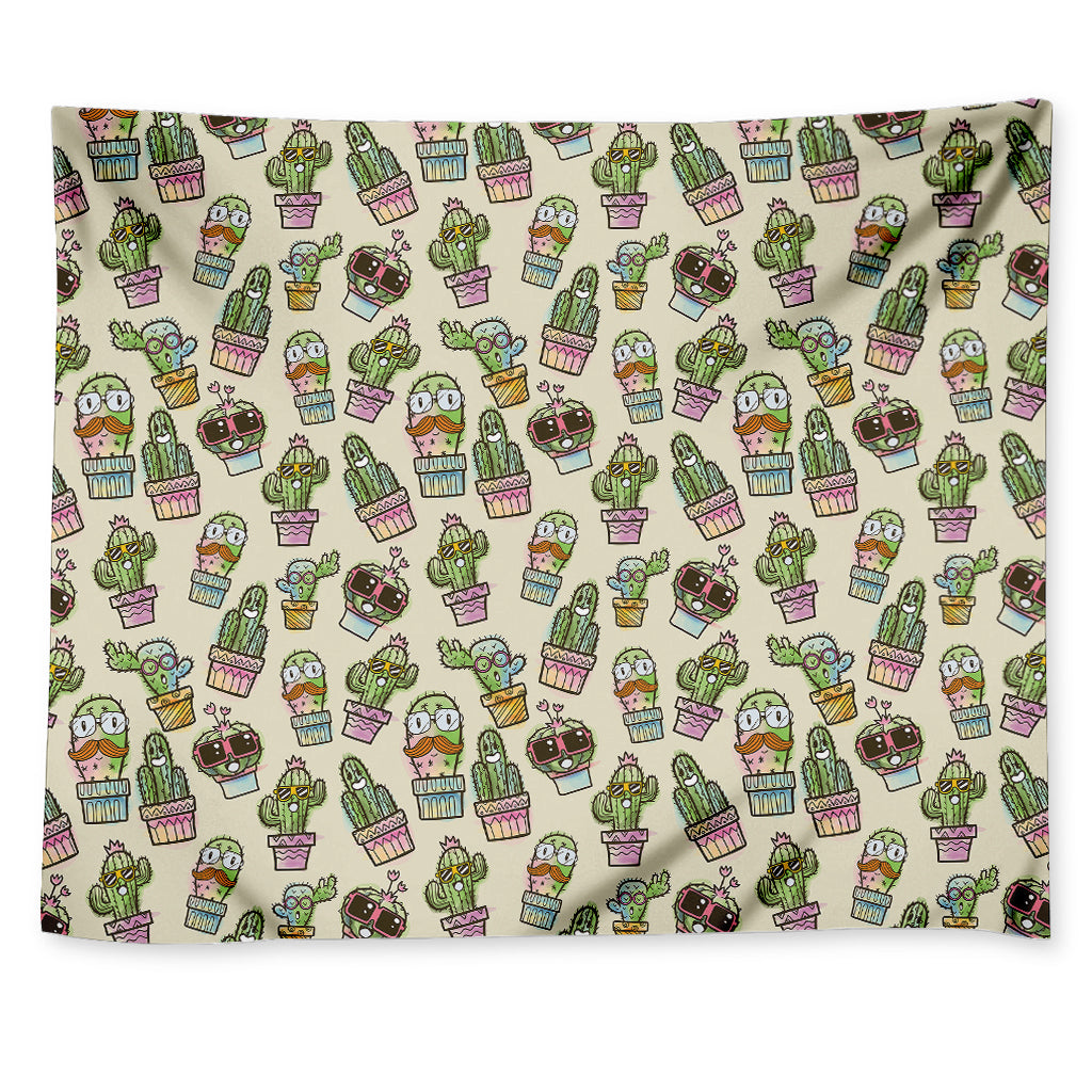 Cute Cartoon Cactus Pattern Print Tapestry