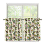Cute Cartoon Cactus Pattern Print Tier Curtains