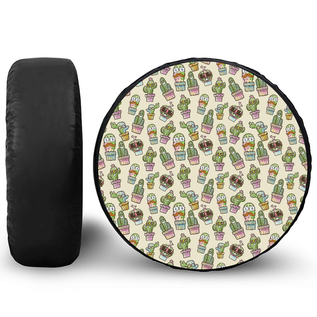 Cute Cartoon Cactus Pattern Print Tire Cover