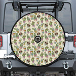 Cute Cartoon Cactus Pattern Print Tire Cover With Camera Hole