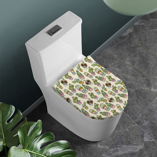 Cute Cartoon Cactus Pattern Print Toilet Lid Cover