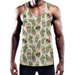 Cute Cartoon Cactus Pattern Print Training Tank Top