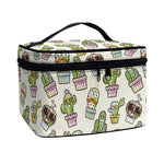 Cute Cartoon Cactus Pattern Print Travel Makeup Bag