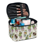 Cute Cartoon Cactus Pattern Print Travel Makeup Bag