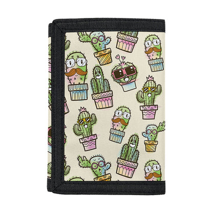 Cute Cartoon Cactus Pattern Print Trifold Wallet
