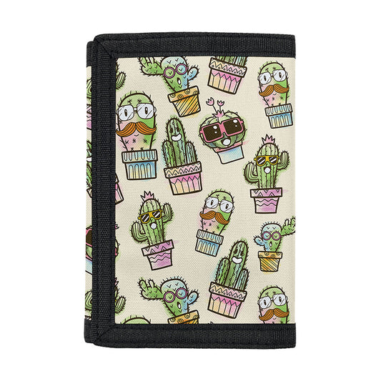 Cute Cartoon Cactus Pattern Print Trifold Wallet