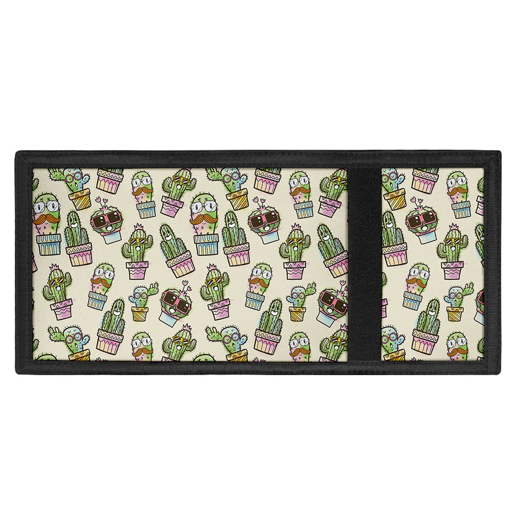 Cute Cartoon Cactus Pattern Print Trifold Wallet