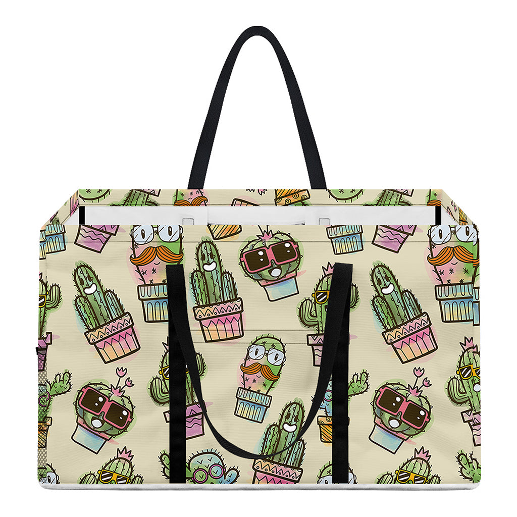 Cute Cartoon Cactus Pattern Print Utility Tote Bag