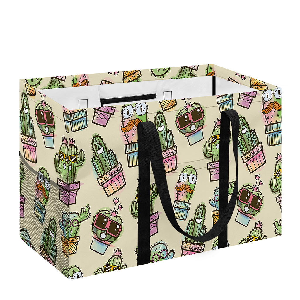 Cute Cartoon Cactus Pattern Print Utility Tote Bag