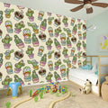 Cute Cartoon Cactus Pattern Print Wall Sticker