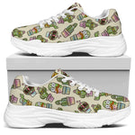 Cute Cartoon Cactus Pattern Print White Chunky Shoes