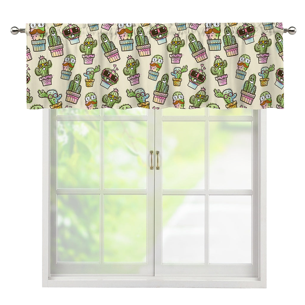 Cute Cartoon Cactus Pattern Print Window Valance