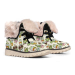 Cute Cartoon Cactus Pattern Print Winter Boots