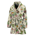 Cute Cartoon Cactus Pattern Print Women's Bathrobe