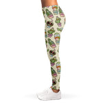 Cute Cartoon Cactus Pattern Print Women's Leggings