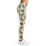 Cute Cartoon Cactus Pattern Print Women's Leggings