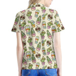 Cute Cartoon Cactus Pattern Print Women's Polo Shirt