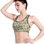 Cute Cartoon Cactus Pattern Print Women's Sports Bra