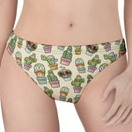 Cute Cartoon Cactus Pattern Print Women's Thong