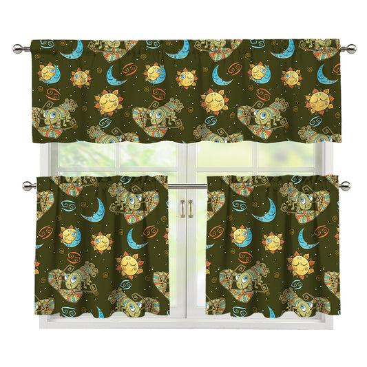 Cute Cartoon Cancer Pattern Print 3 Piece Kitchen Curtains