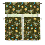 Cute Cartoon Cancer Pattern Print 3 Piece Kitchen Curtains