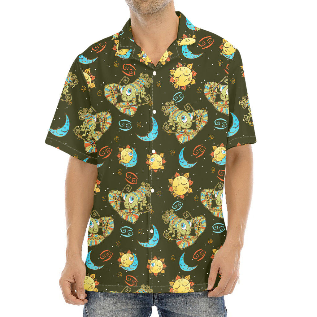 Cute Cartoon Cancer Pattern Print Aloha Shirt