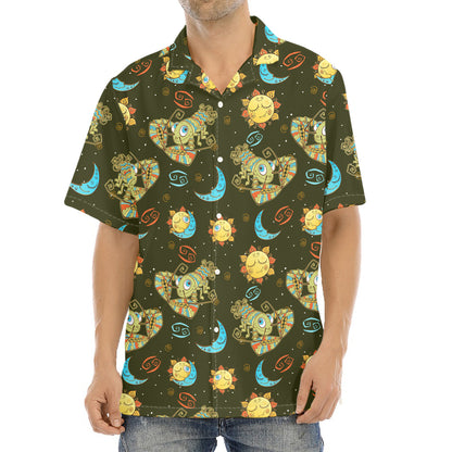 Cute Cartoon Cancer Pattern Print Aloha Shirt