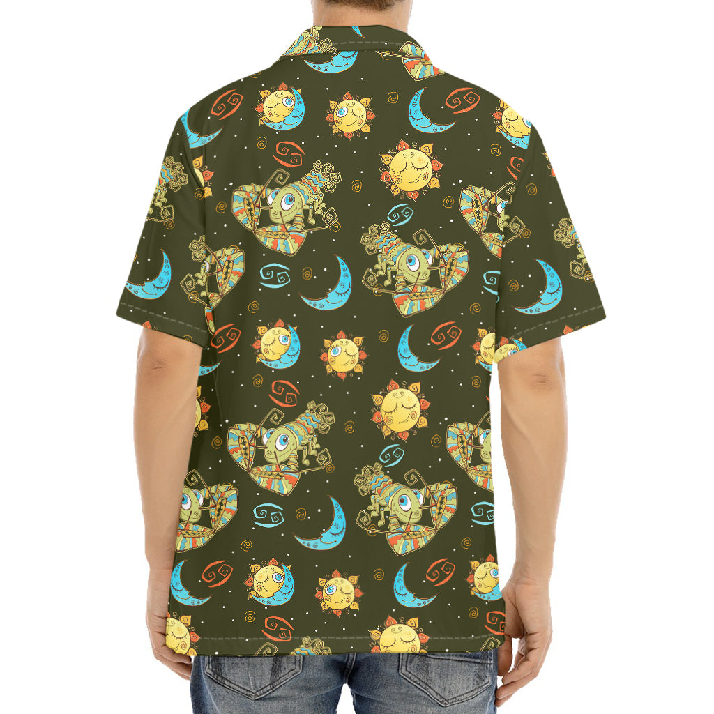 Cute Cartoon Cancer Pattern Print Aloha Shirt