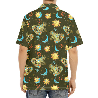 Cute Cartoon Cancer Pattern Print Aloha Shirt