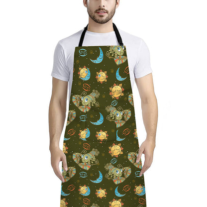 Cute Cartoon Cancer Pattern Print Bib Apron With Pocket