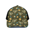 Cute Cartoon Cancer Pattern Print Black Mesh Trucker Hat