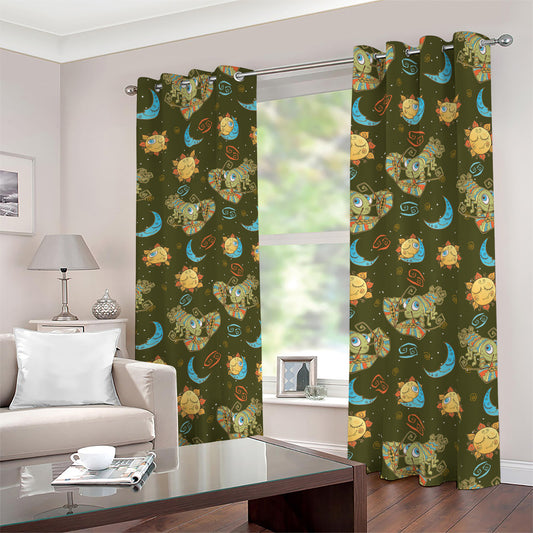 Cute Cartoon Cancer Pattern Print Blackout Grommet Curtains